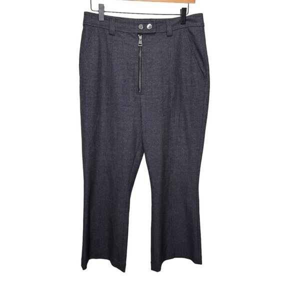 A.L.C Grey Plaid Flare Leg Trouser Pants Exposed Zipper Size 10 - Picture 5 of 16